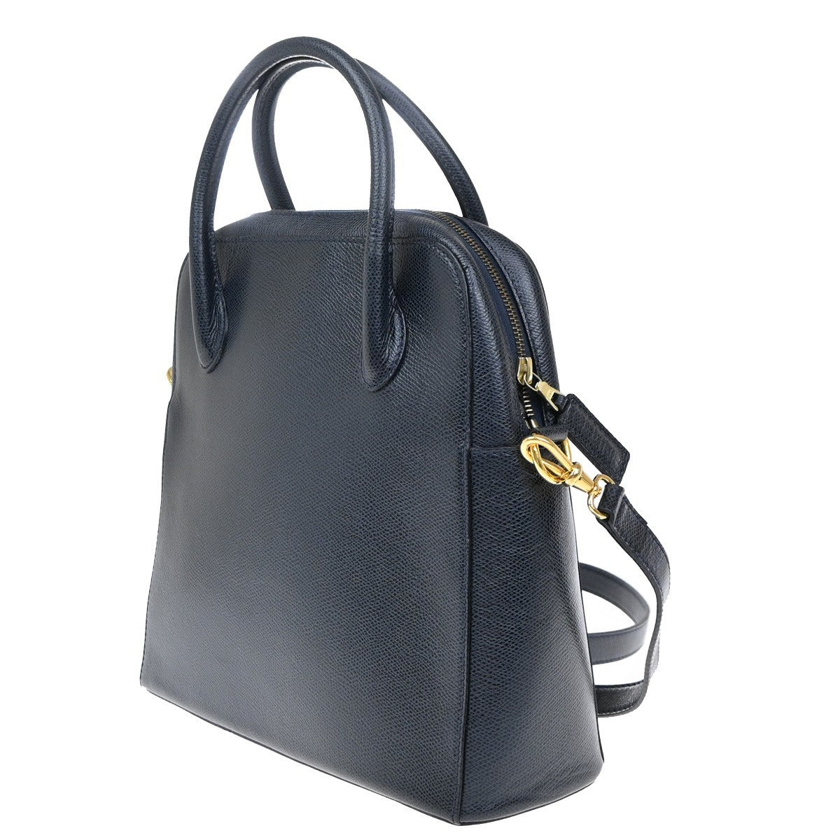 CELINE Logo 2way Shoulder Hand Bag Leather Blue Italy 76RF735
