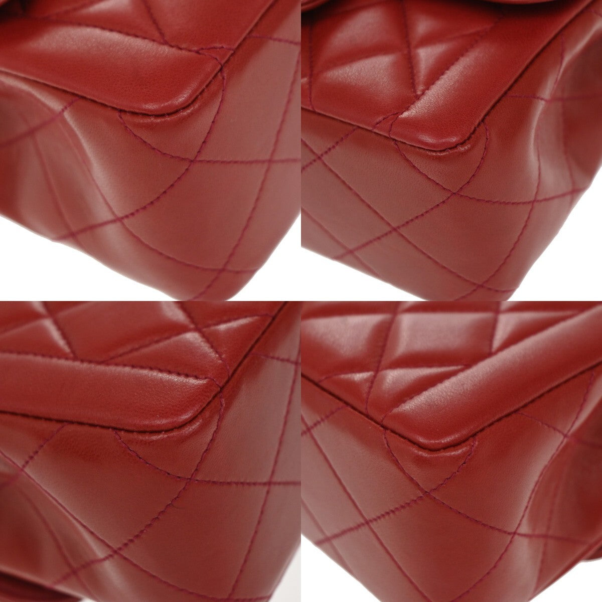 CHANEL CC Logo Mini Matelasse Chain Hand Bag Leather Red GHW Vintage 863RF268