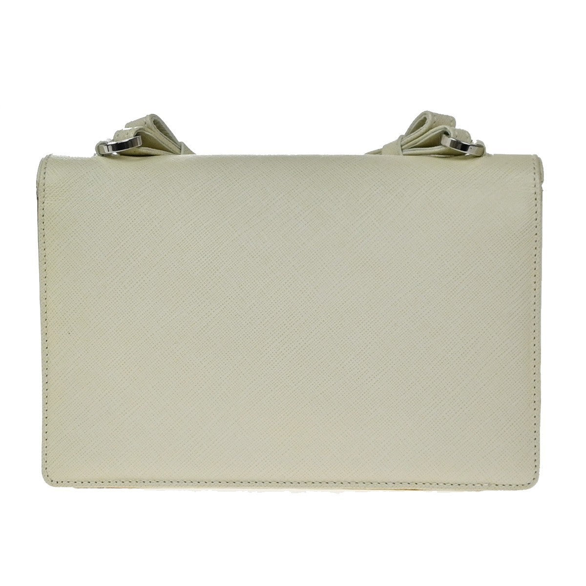 SALVATORE FERRAGAMO Gancini Chain Mini Shoulder Bag Leather White SHW 63KP530