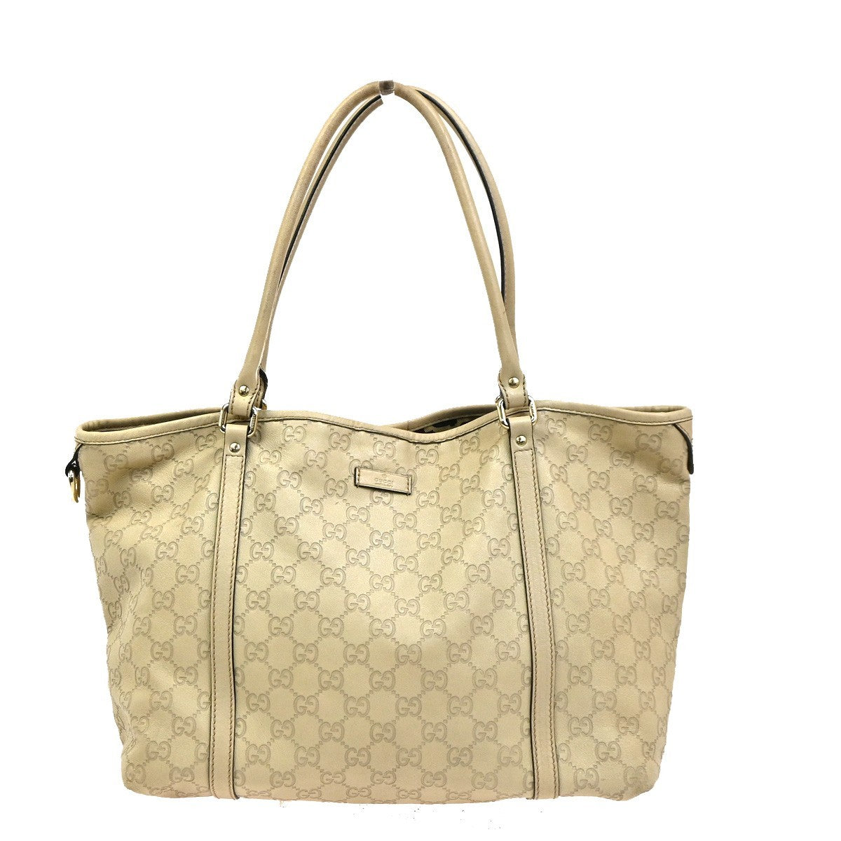 GUCCI Logo GG Pattern Guccissima​ Shoulder Bag Leather Beige GHW Italy 38CB035