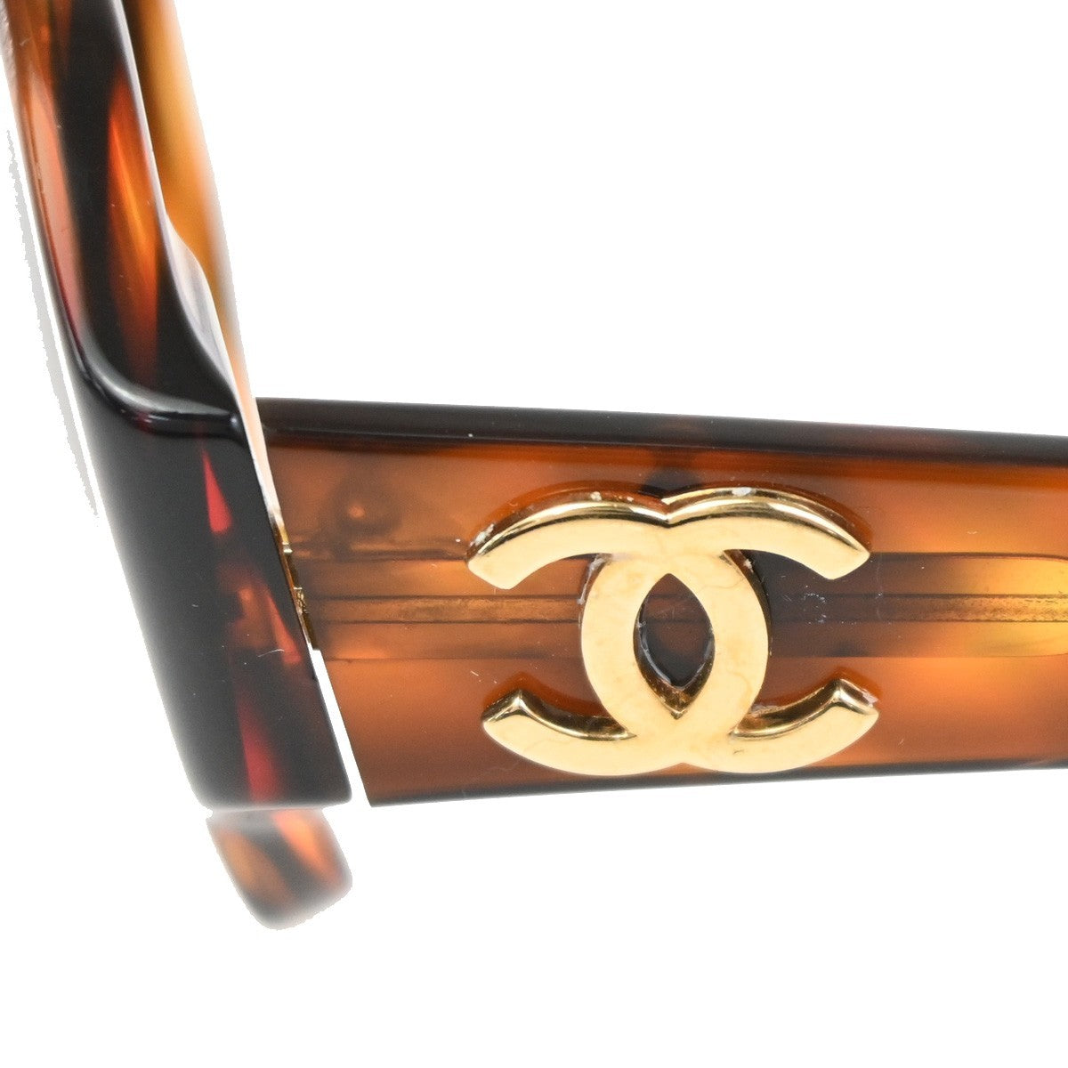 CHANEL CC Logo Sunglasses Eye Wear Plastic Brown GHW Italy 0006 09RL981