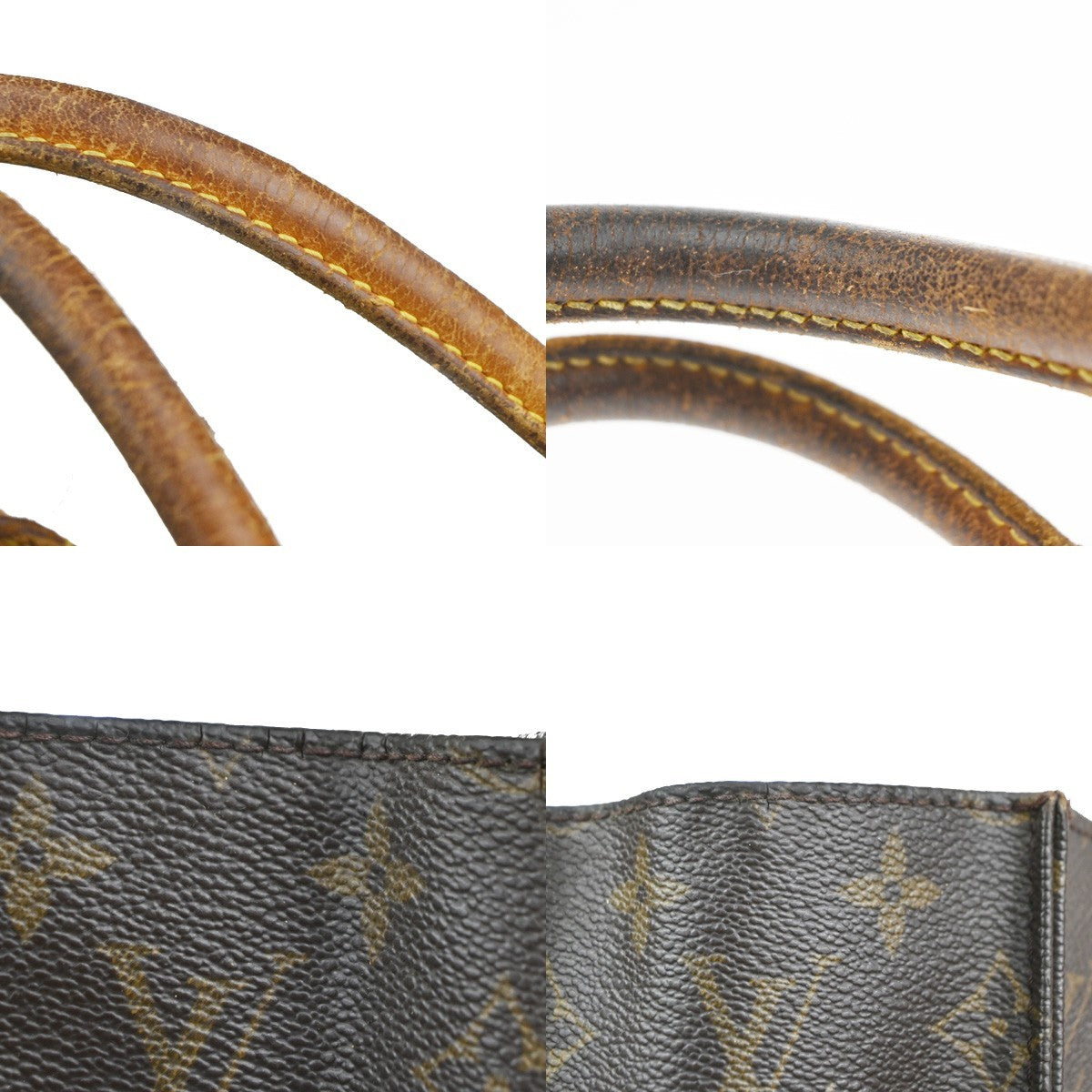 LOUIS VUITTON Logo Sac Plat Hand Tote Bag Monogram Leather Brown M51140 66CA931