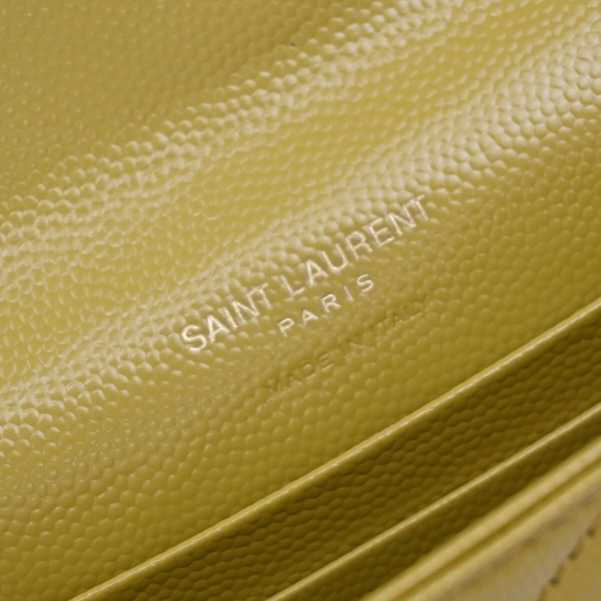 SAINT LAURENT YSL Logo Compact Bifold Wallet Leather Yellow GHW 85RF304