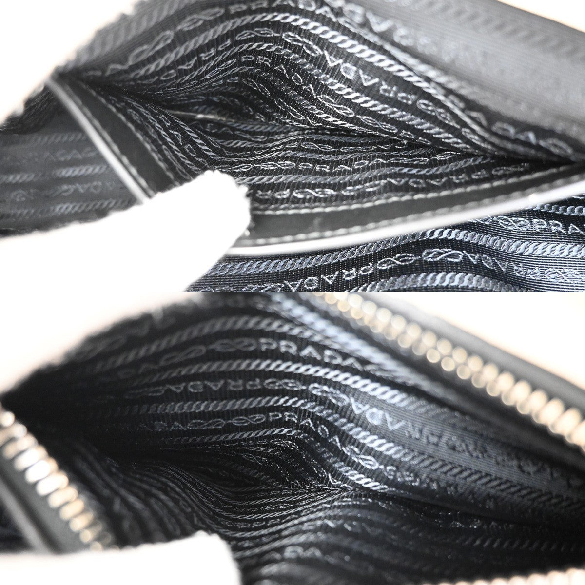 PRADA Logo Bicolor 2Way Shoulder Hand Bag Leather Black White Italy 34AA065