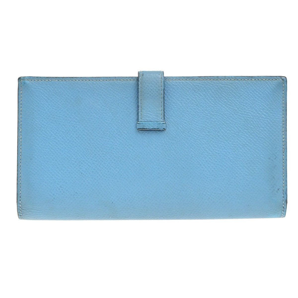 HERMES Bearn Bicolor Long Bifold Wallet Epson Leather Blue Red GHW 32KC756
