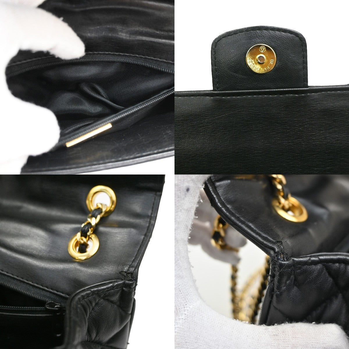 GIVENCHY Logo Chain Shoulder Hand Bag Leather Black GHW 67CA565