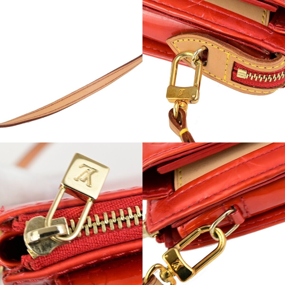 LOUIS VUITTON LV Motto Shoulder Bag Monogram Vernis Leather Red M91137 30FB338