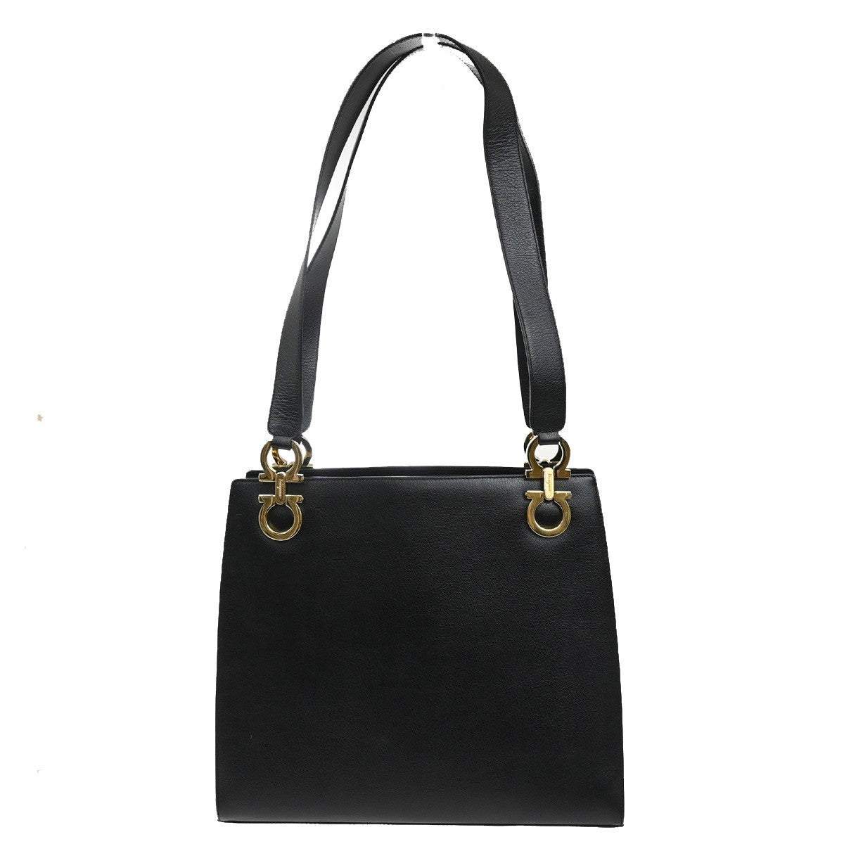 SALVATORE FERRAGAMO Gancini Shoulder Hand Bag Leather Black GHW 35CA312