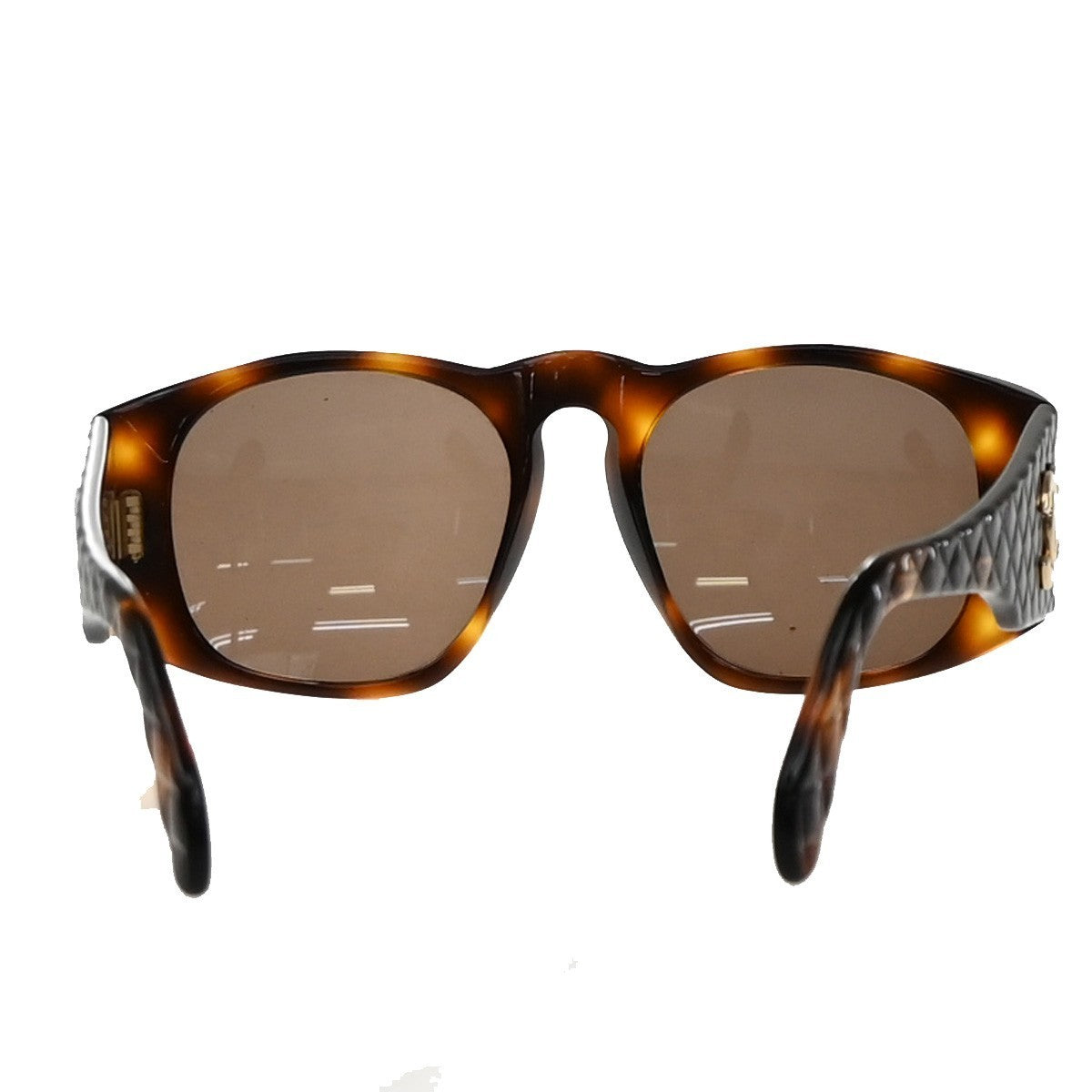 CHANEL CC Matelasse Sunglasses Eye Wear Plastic Brown GHW 01450 Italy 60RF649