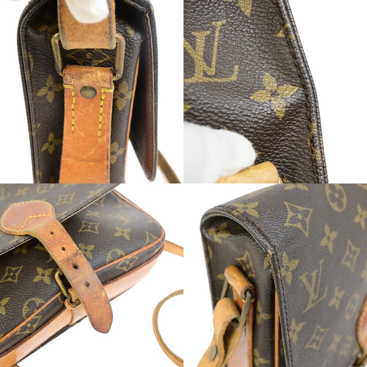 LOUIS VUITTON Cartouchiere MM Shoulder Bag Monogram Leather Brown M51253 30FB216