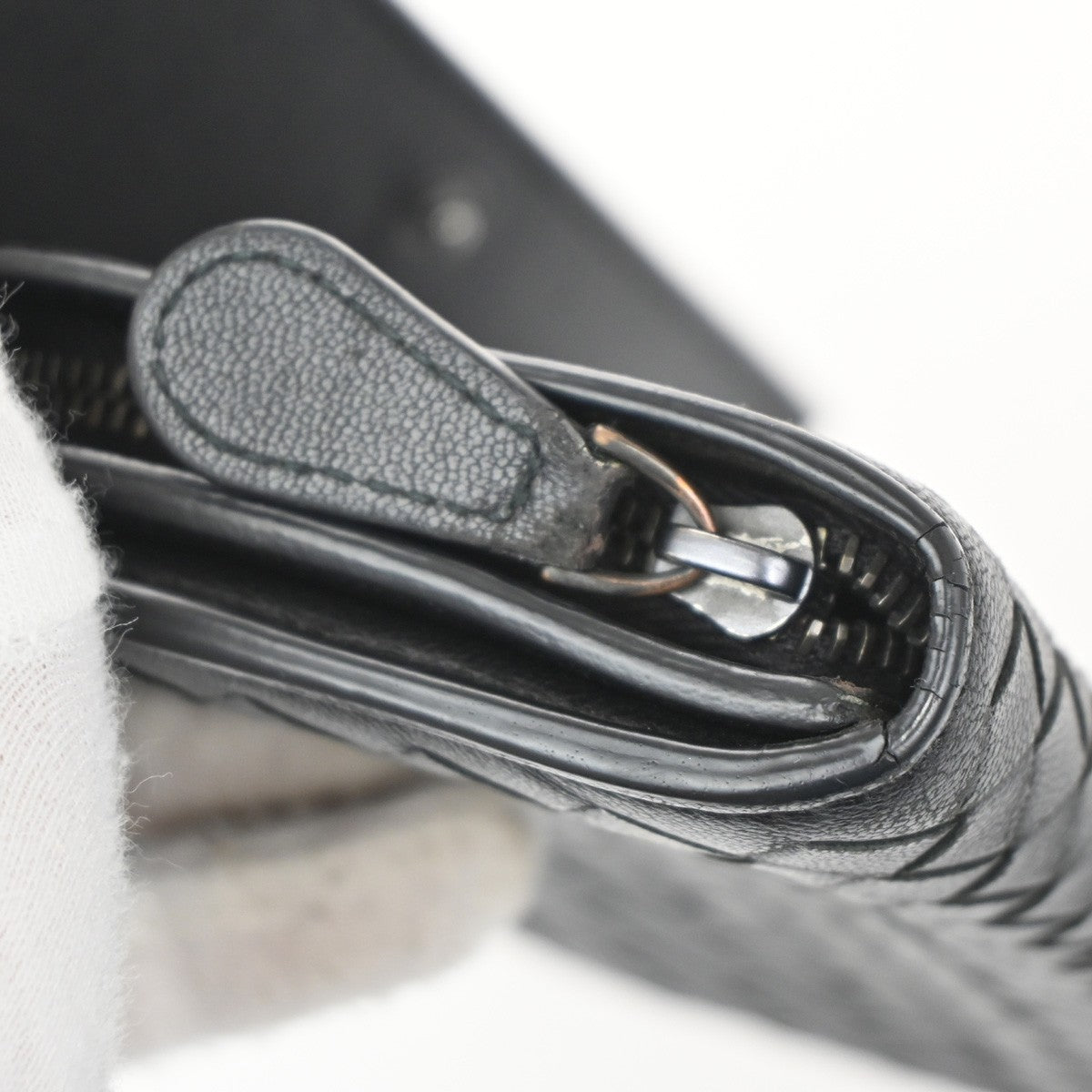 BOTTEGA VENETA Logo Intrecciato Long Bifold Wallet Leather Black 69TA154