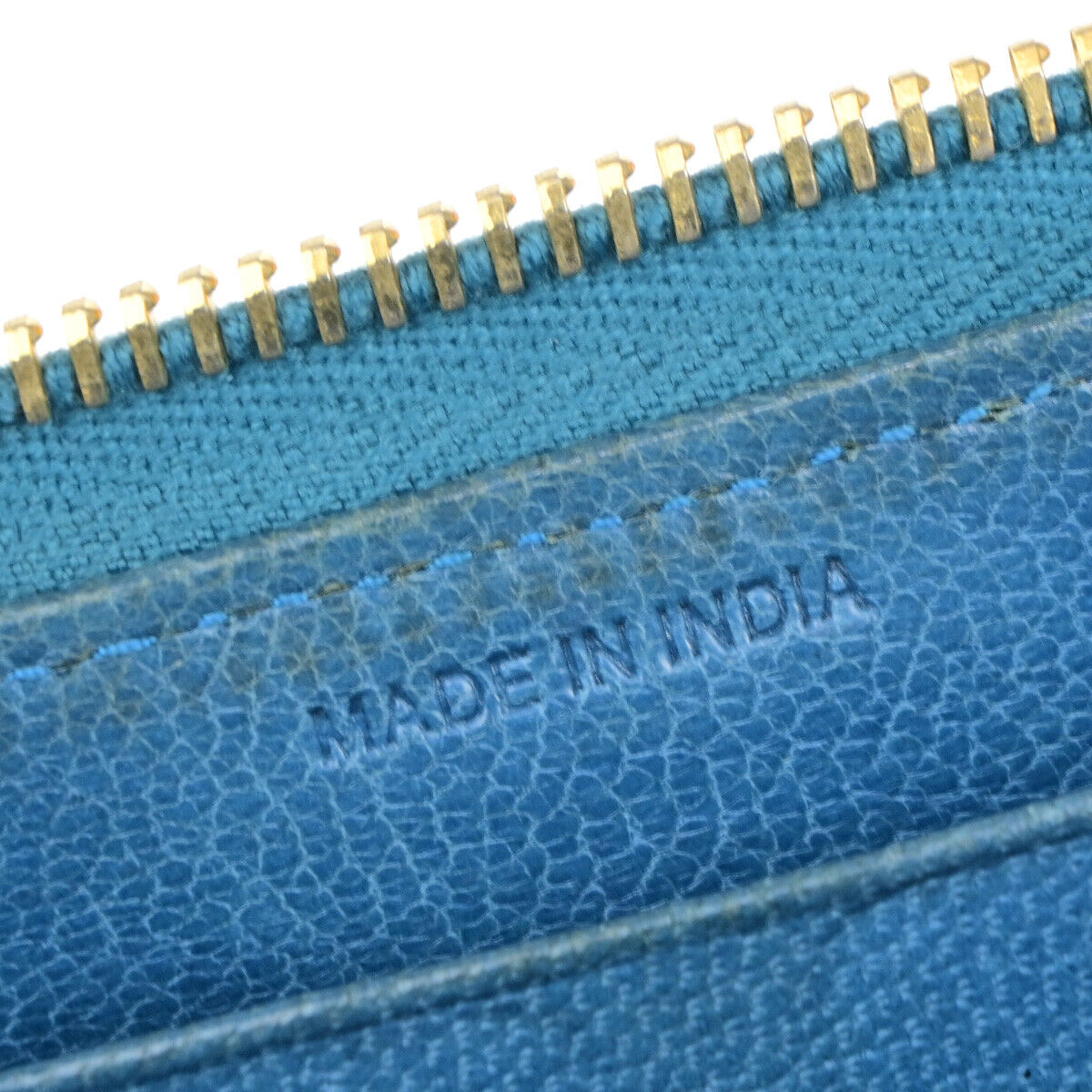 PRADA Logo Madras Long Zipper Long Wallet Pursr Blue GHW Voyage 09YG620