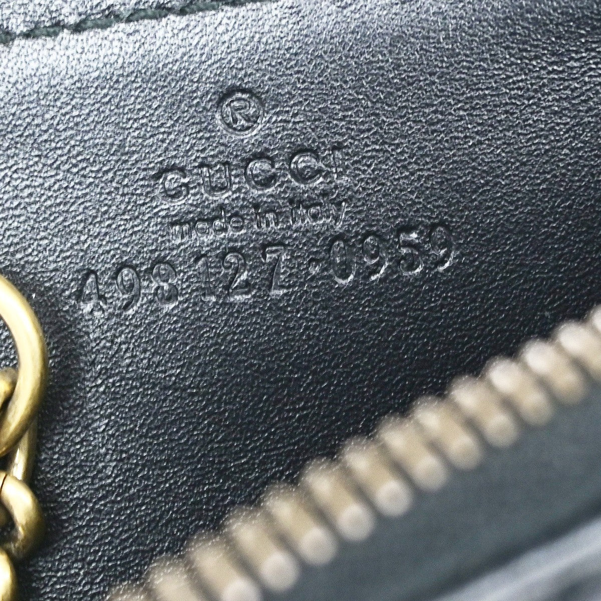 GUCCI GG Logo Marmont Key Pouch Case Leather Black Italy GHW 81YJ251