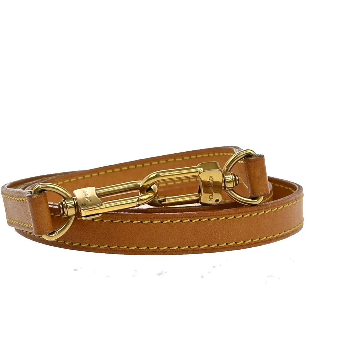 LOUIS VUITTON Logo Shoulder Strap Leather Brown Gold Bag Accessory 69KB410