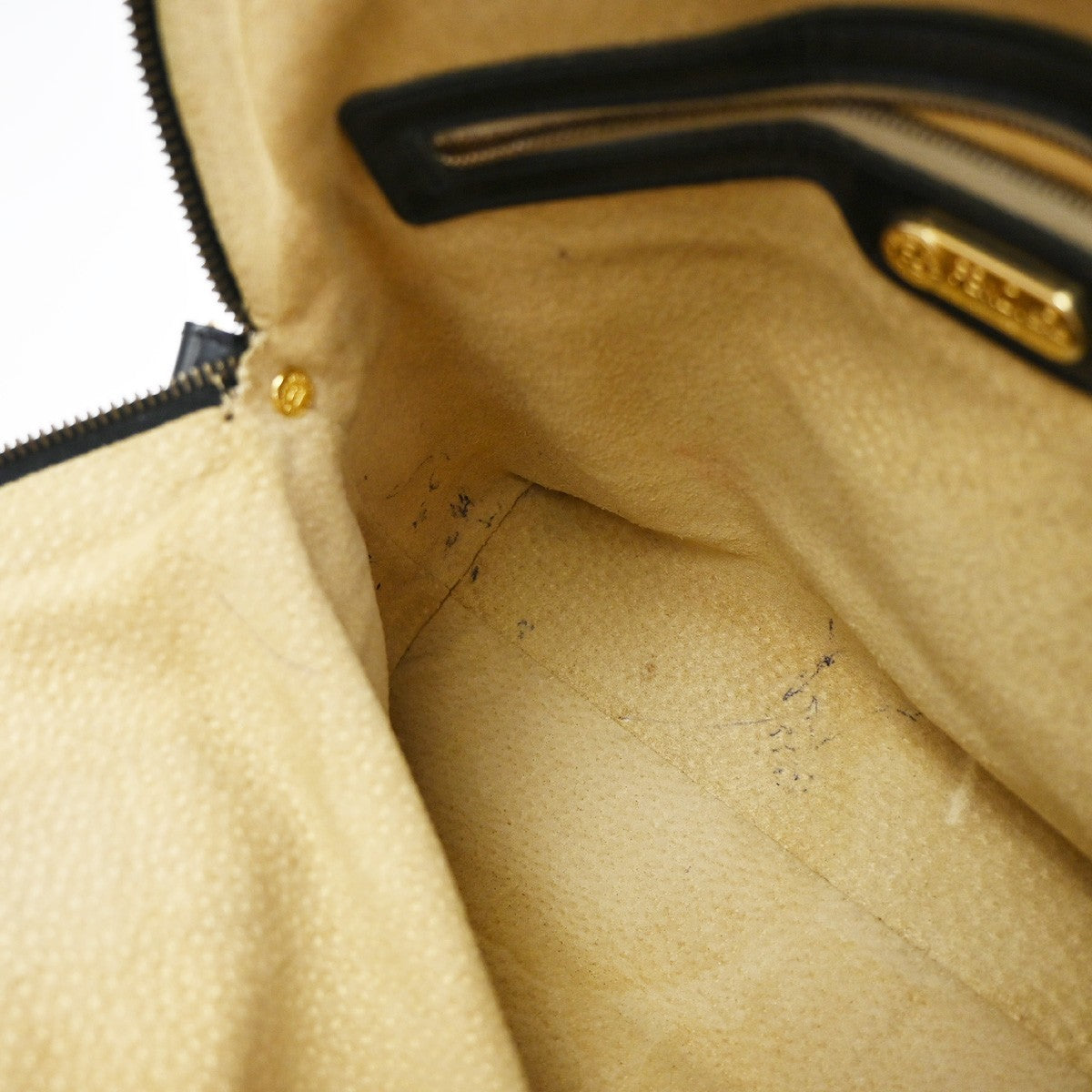 FENDI Logo Zucca Hand Bag Canvas Leather Brown GHW Italy 68TA033