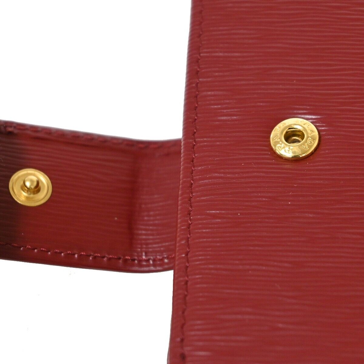 PRADA MILANO Logo Bifold Wallet Purse Vitello Move Leather Rubino Gold 76RH888