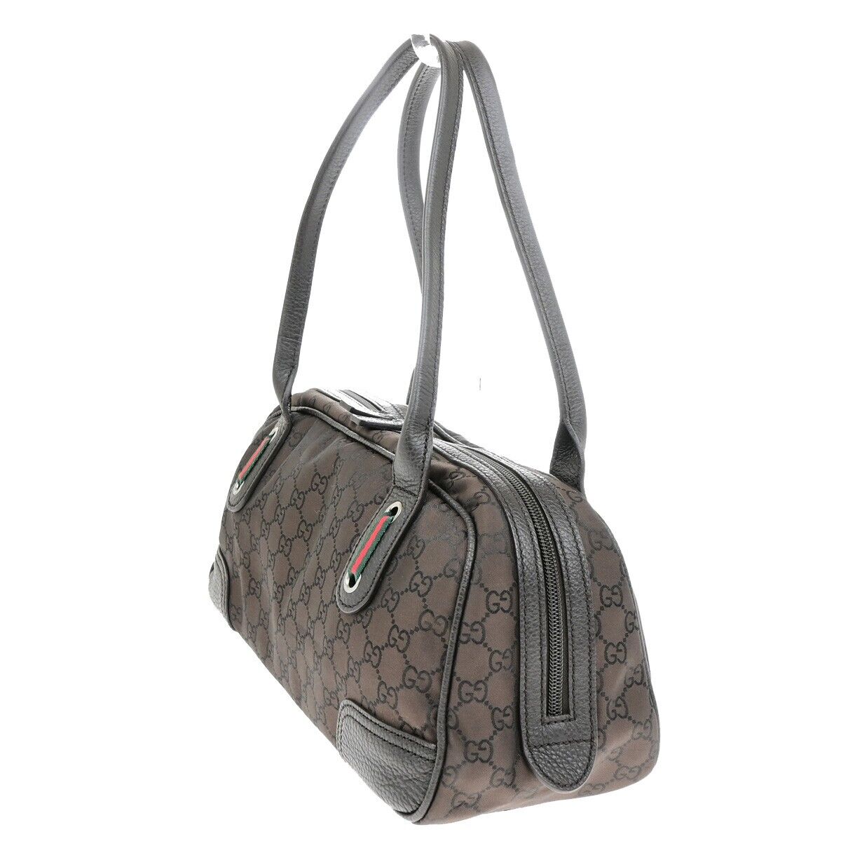 GUCCI Sherry GG pattern Shoulder Bag Nylon Leather Brown Silver Italy 86KA560