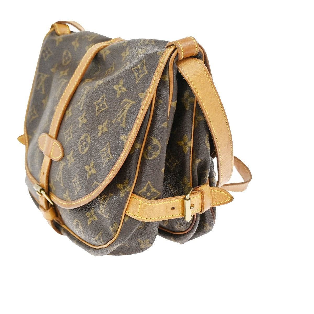 LOUIS VUITTON Logo Saumur 30 Shoulder Bag Monogram Leather Brown M42256 84CA912