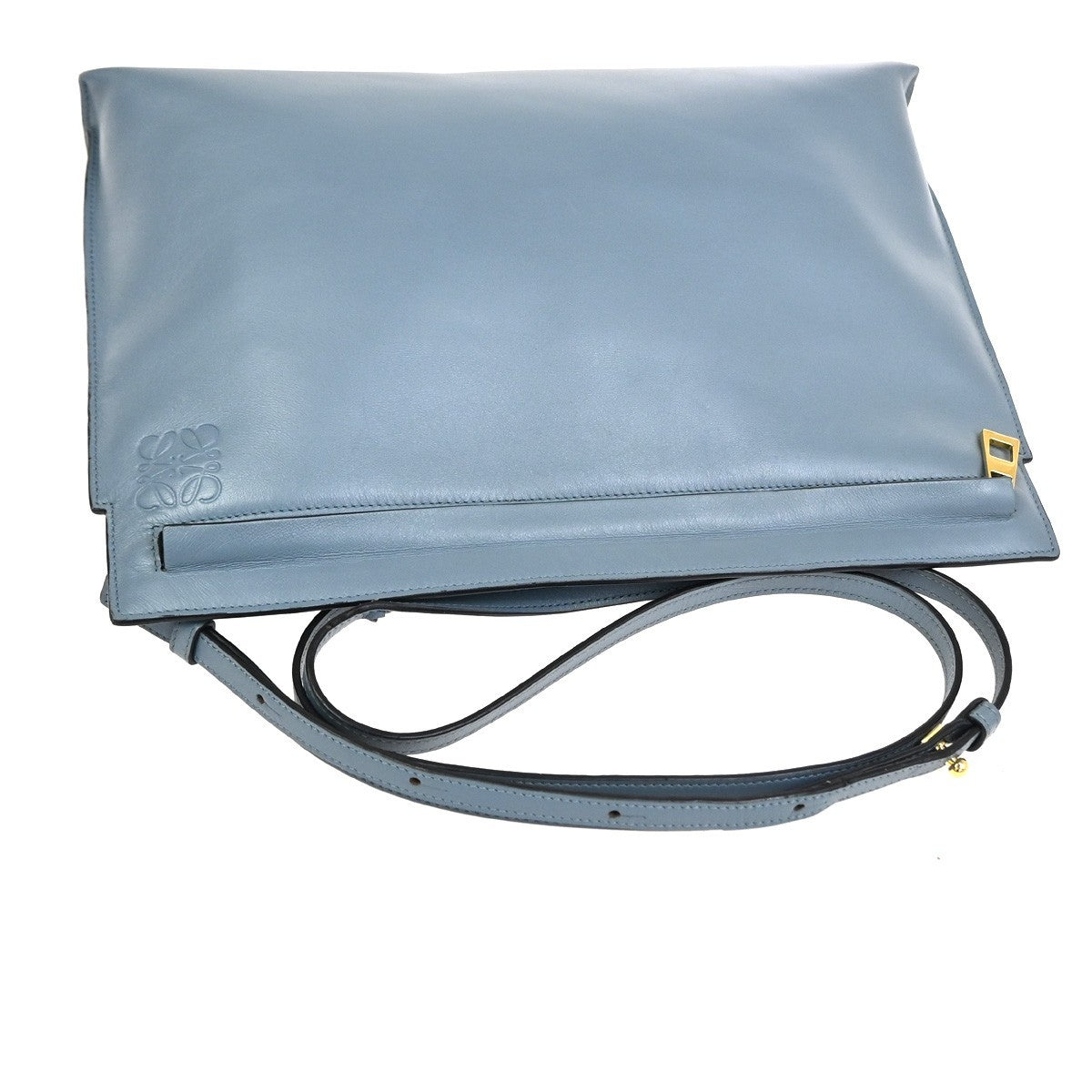 LOEWE Logo T Pouch Anagram Crossbody Shoulder Bag Leather Blue Spain GHW 35TA620