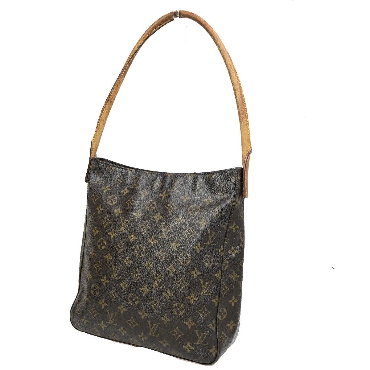 LOUIS VUITTON Logo Looping GM Shoulder Bag Monogram Leather Brown M51145 36EB697