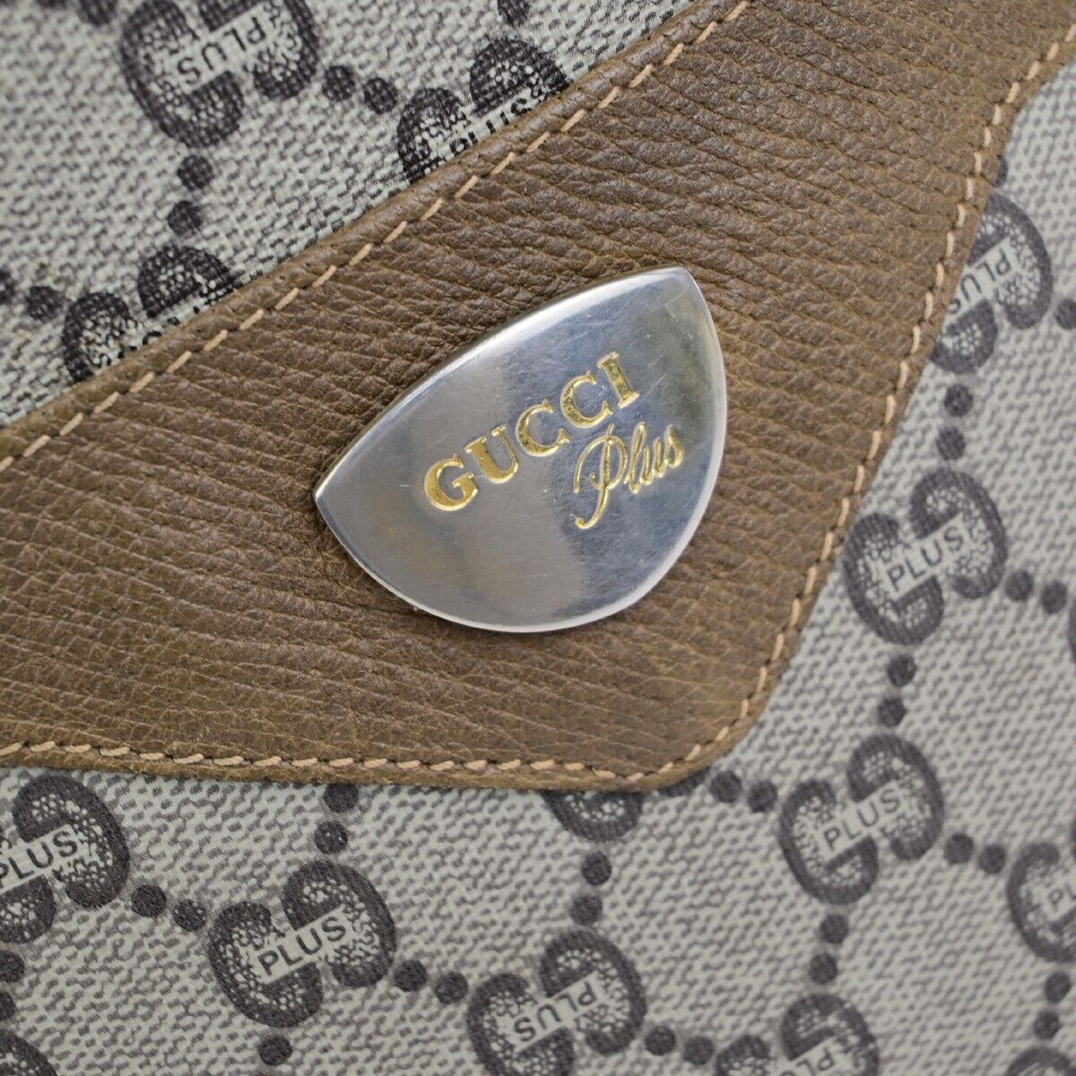 GUCCI PLUS GG Pattern Sherry Shoulder Tote Bag PVC Leather Brown Italy 67KA413