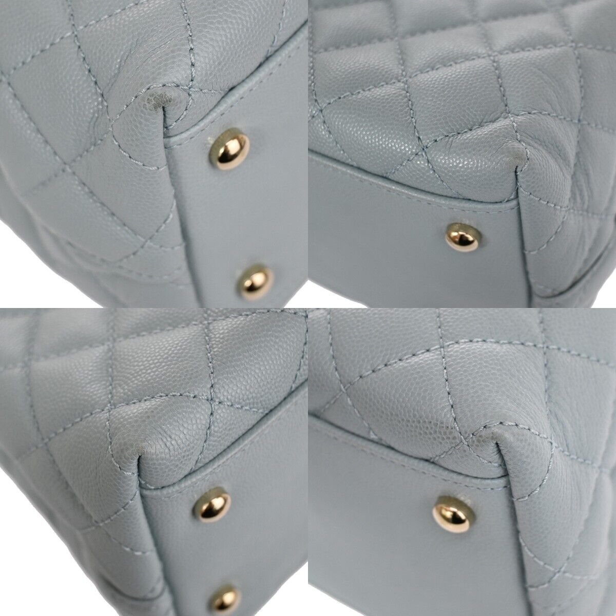 CHANEL CC Matelasse 2Way Chain Shoulder Bag Caviar Skin Leather Blue 901RH897