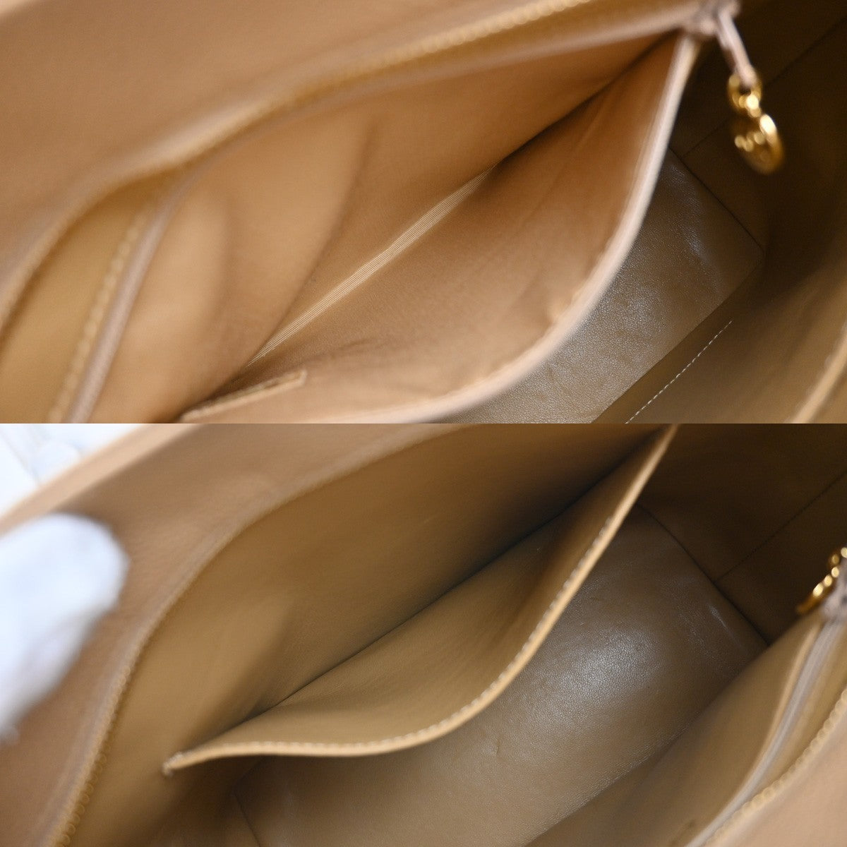 CHANEL Medallion Matelasse Shoulder Bag Grained Calfskin Leather Beige 307RP029