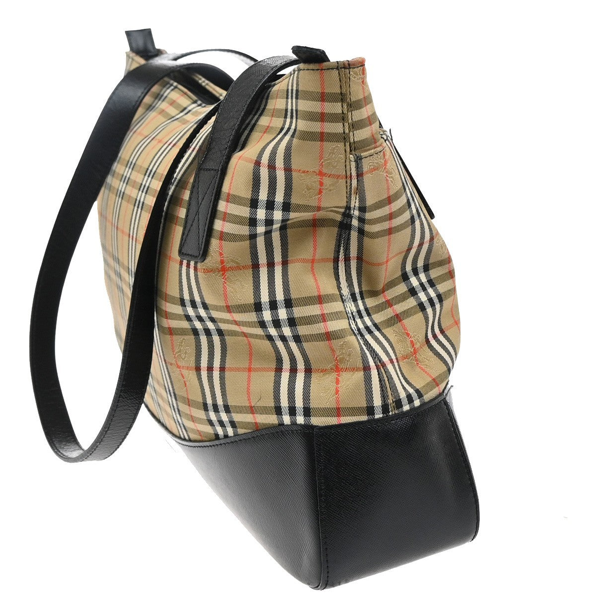 BURBERRYS Logo Nova Check Shoulder Tote Bag Canvas Leather Beige Black 02FC152