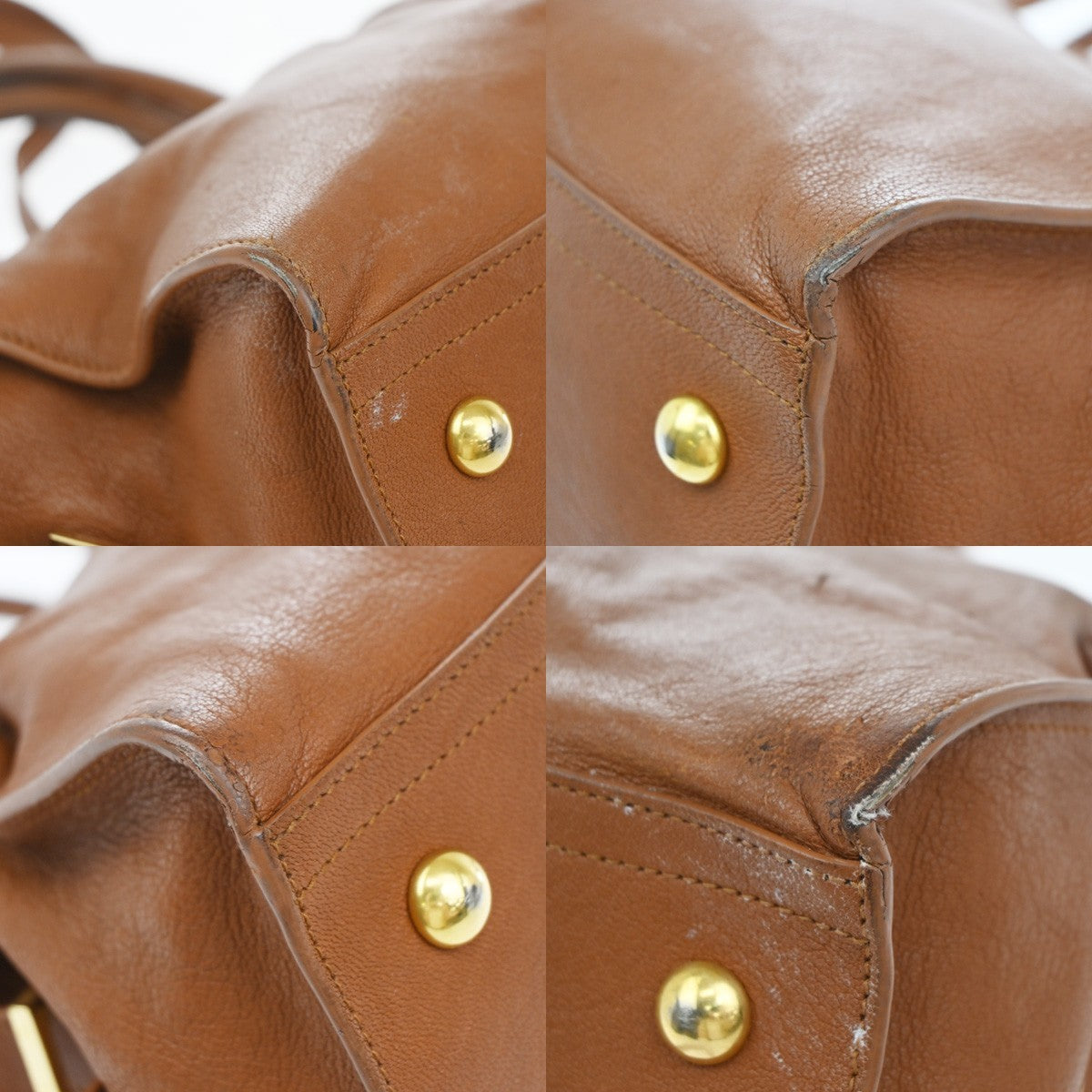 YVES SAINT LAURENT Y Cabas Chyc 2Way Shoulder Hand Bag Leather Brown GHW 73KP033