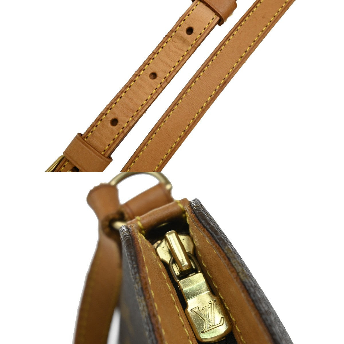 LOUIS VUITTON Logo Drouot Shoulder Bag Monogram Leather Brown M51290 19KB485