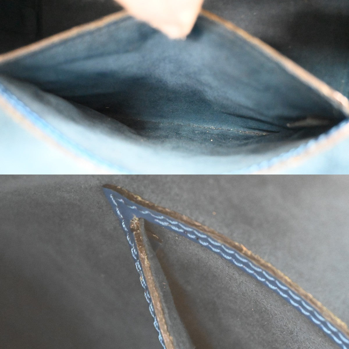 LOUIS VUITTON LV Alma Hand Bag Epi Leather Blue Gold France M52145 31PA118