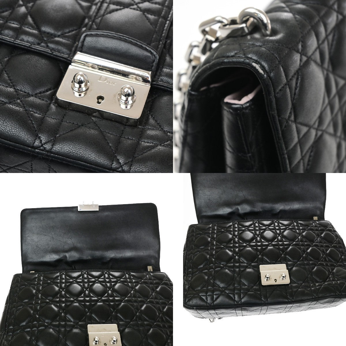 CHRISTIAN DIOR Miss Dior Chain Shoulder Bag Leather Black SHW 667RQ086