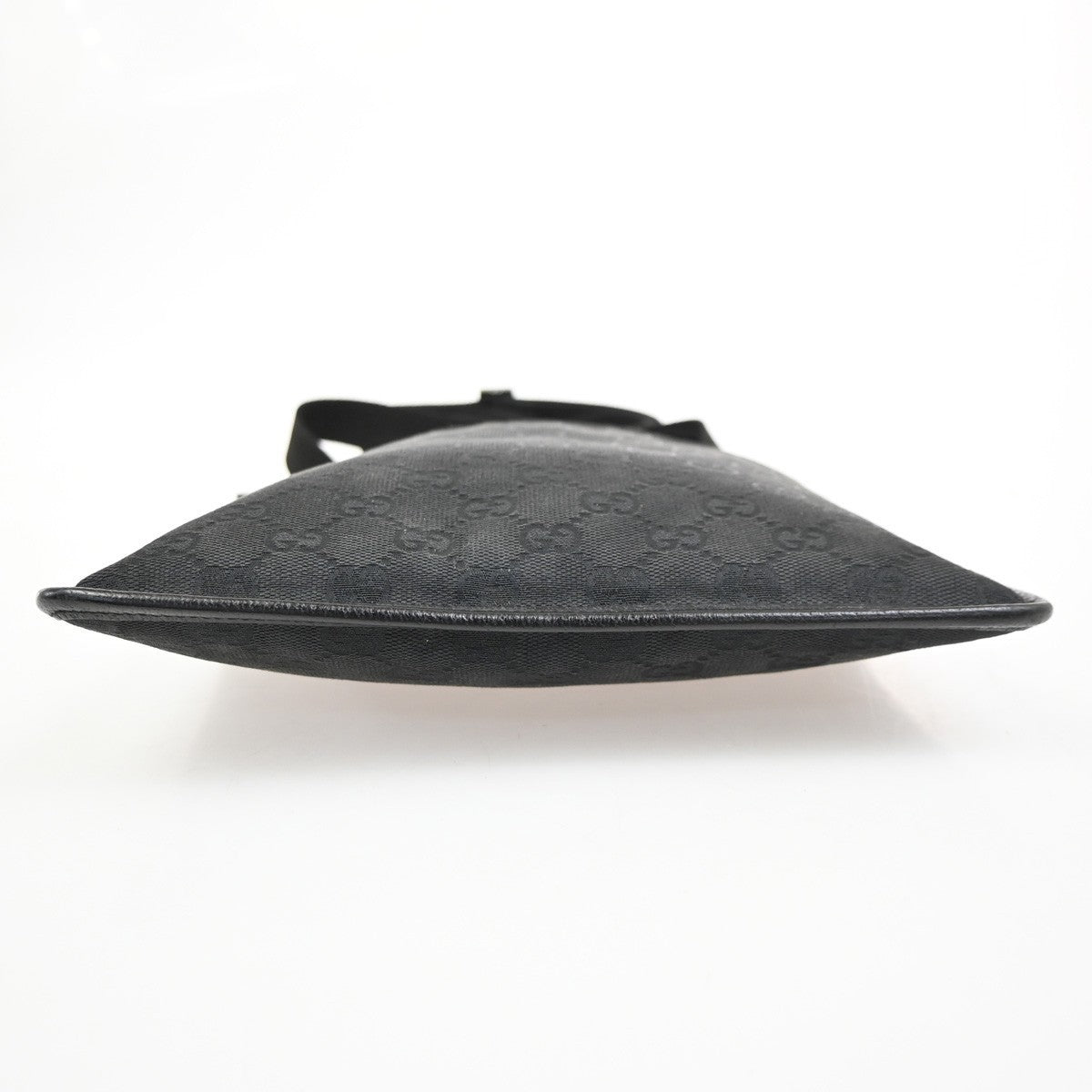 Gucci Logo GG Pattern Shoulder Bag Canvas Leather Black SHW Italy 30PA139