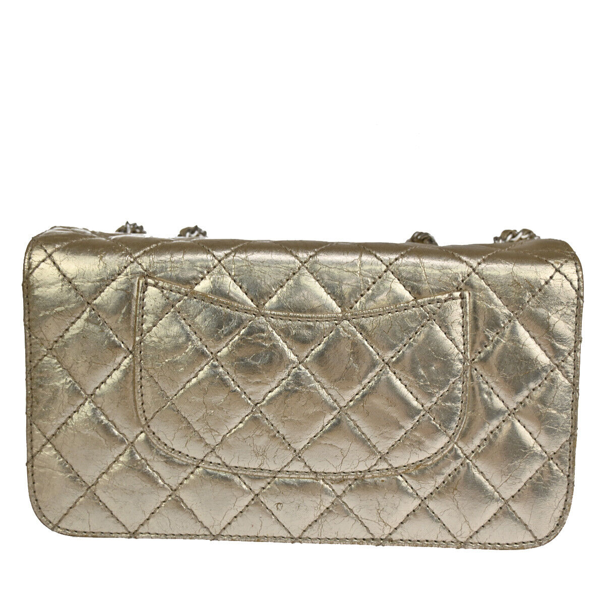CHNAEL CC Matelasse Chain Shoulder Bag Crinkled Leather Accordion GHW 629RJ582