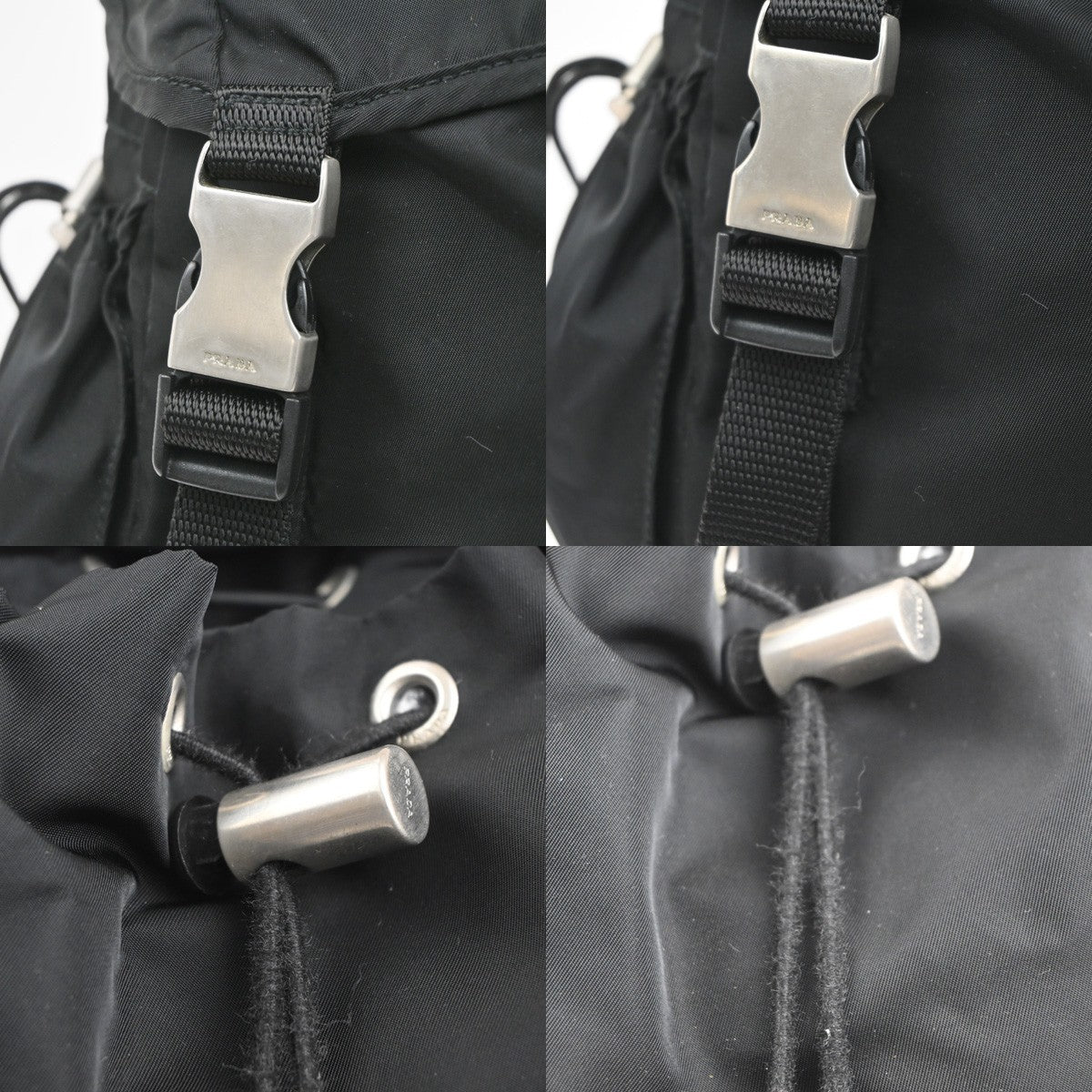 PRADA Logo Tessuto Drawstring Back Pack Bag Nylon Canvas Black SHW Italy 34MA458