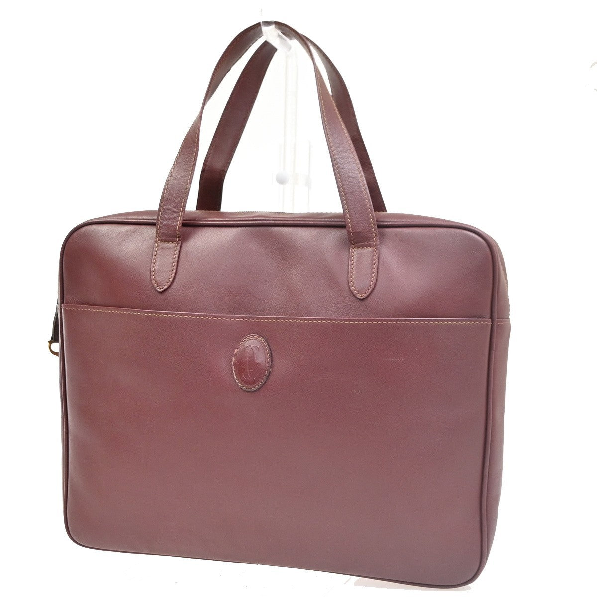 CARTIER Logo Must Line Shoulder Hand Bag Leather Red  Burgundy Italy 67MA134