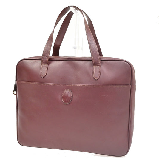 CARTIER Logo Must Line Shoulder Hand Bag Leather Red  Burgundy Italy 67MA134