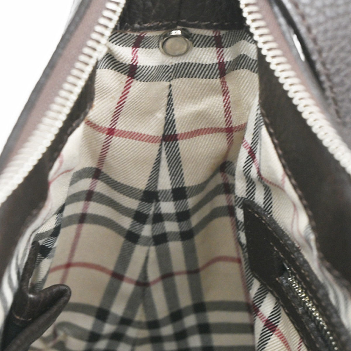 BURBERRY Logo Nova Check Shoulder Bag Leather Brown SHW 62CA380