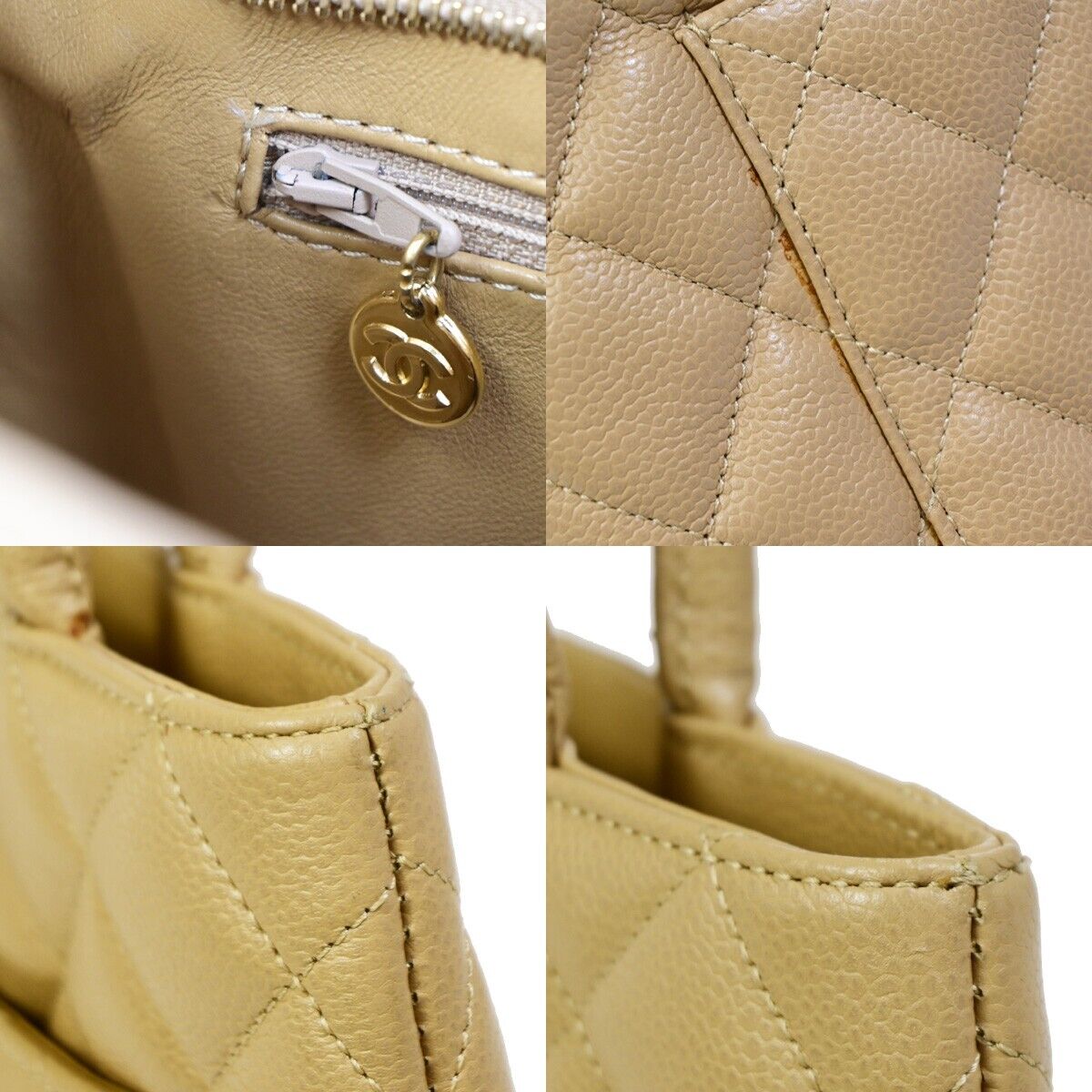 CHANEL CC Logo Medallion Shoulder Tote Bag Caviar Skin Leather BE GHW 611RJ846