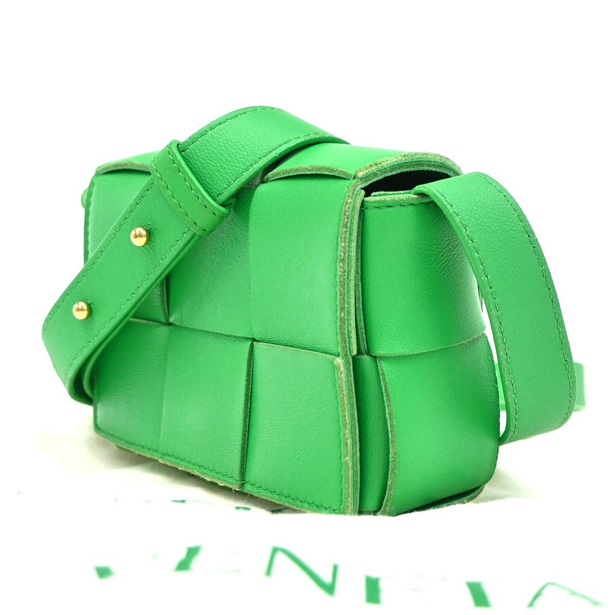 BOTTEGA VENETA Cassette Intrecciato Shoulder Bag Leather Green Parakeet 14ZA101