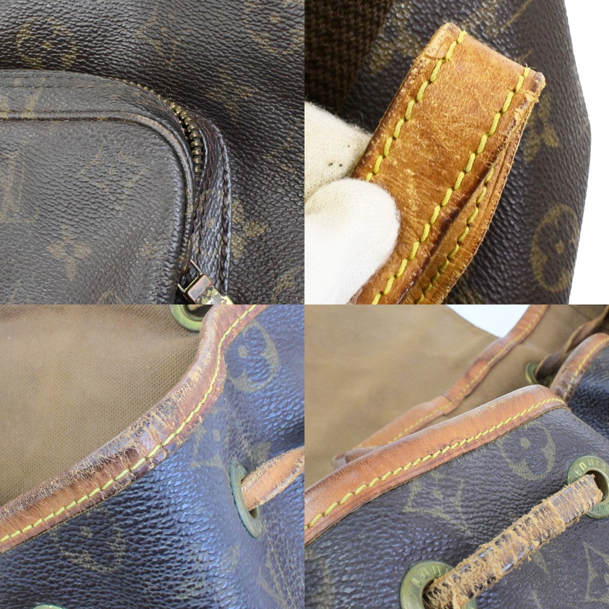 LOUIS VUITTON Montsouris GM Backpack Bag Monogram Leather Brown M51135 33YH110