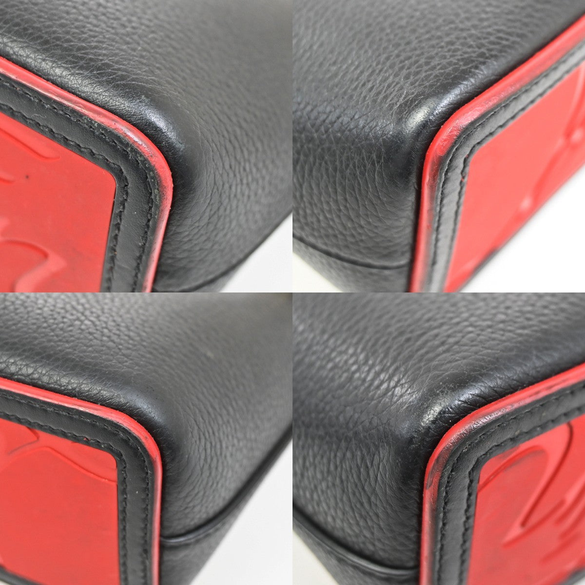 CHRISTIAN LOUBOUTIN Logo Studs 2Way Shoulder Hand Bag Leather Black 33YH852