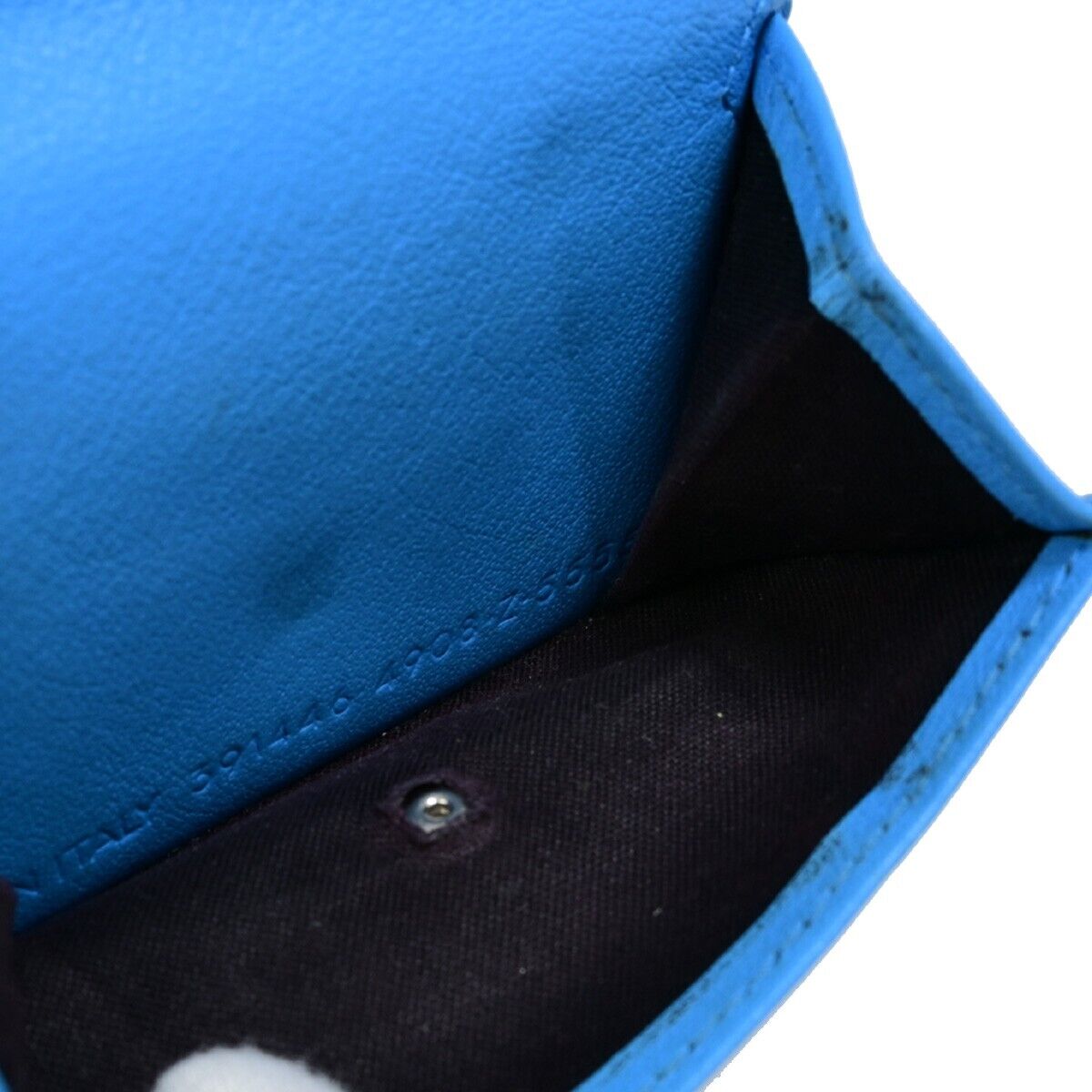 BALENCIAGA Logo Paper Mini Trifold Wallet Purse Leather Blue SHW Italy 68EB974