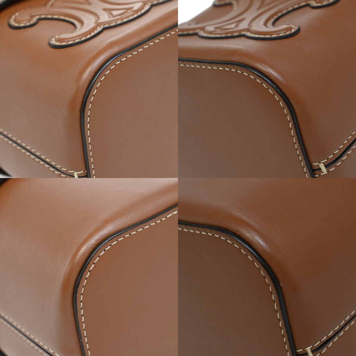 CELINE Logo Cuir Triomphe Small Box Shoulder Bag Leather Brown Italy 665RF311