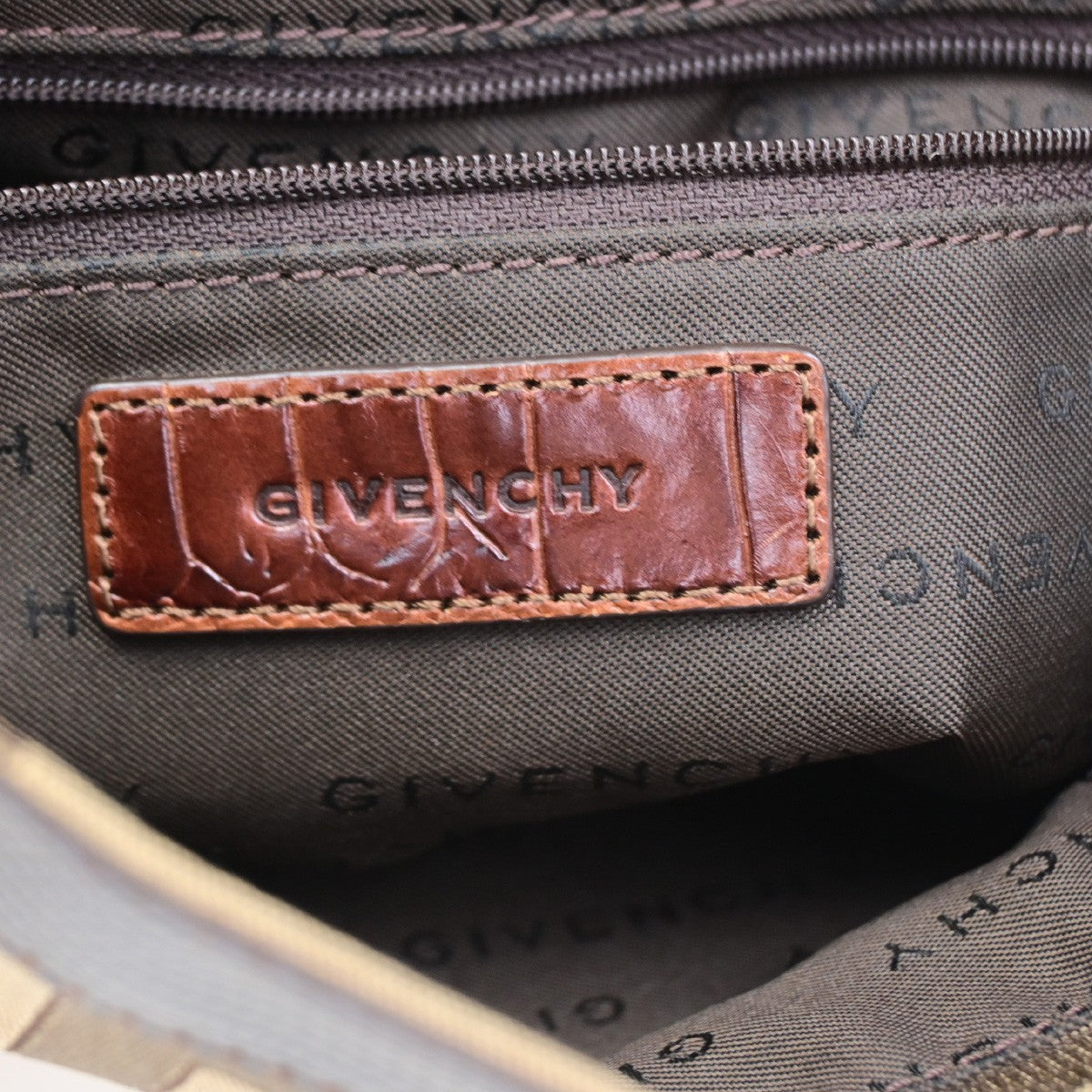 GIVENCHY Logo Shoulder Hand Bag Canvas Leather Brown GHW 62CB042