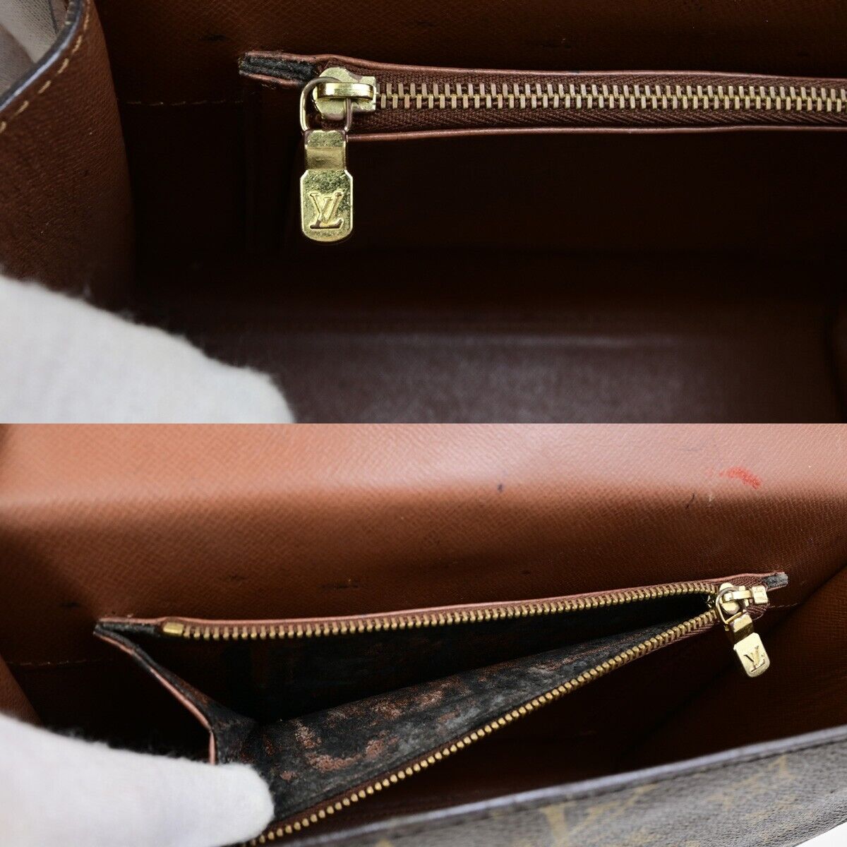 LOUIS VUITTON LV Logo Malesherbes Hand Bag Monogram Leather Brown M51379 65SJ507