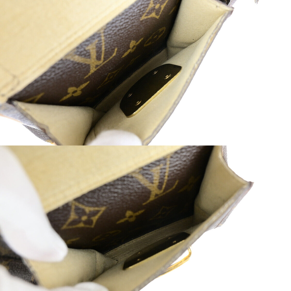LOUIS VUITTON Manhattan PM Hand Bag Monogram Leather Brown Gold M40026 85YG724