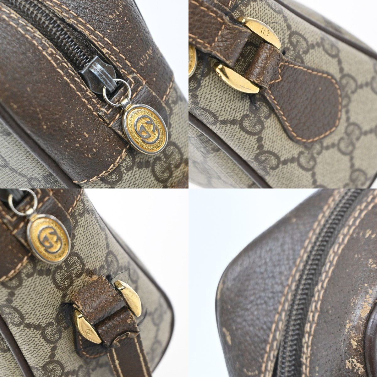 GUCCI Logo GG Pattern Sherry Shoulder Bag PVC Leather Brown Italy 65KP455