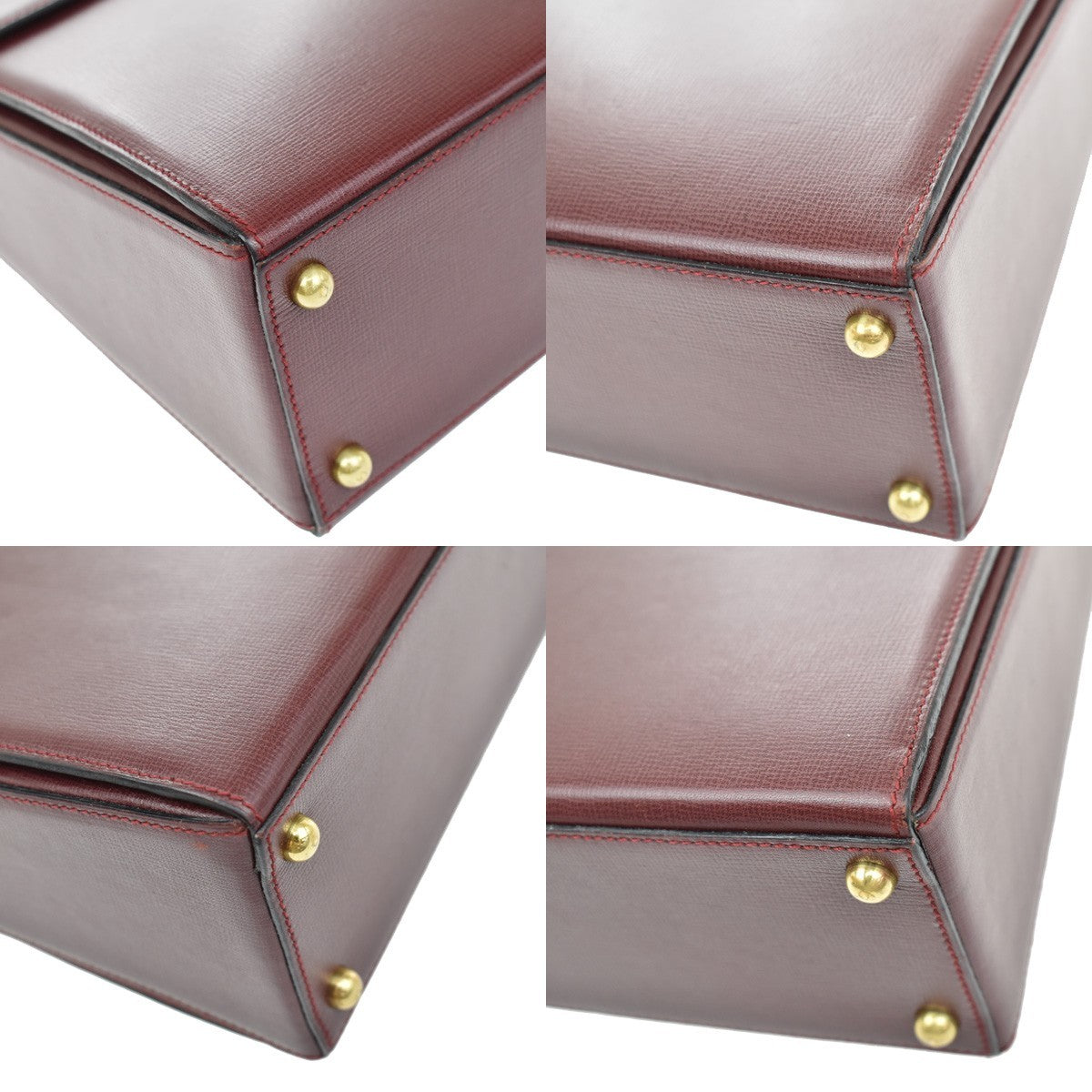 CARTIER 2C Logos Hand Bag Leather Red Gold-Plated Made In Spain 78KB311