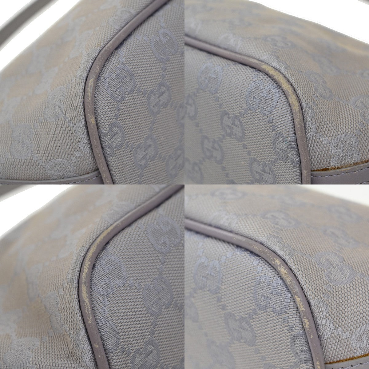 GUCCI Logo GG Pattern Shoulder Hand Bag Canvas Leather Lavender Italy 66EG020